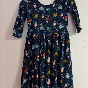 ViVI Floral Kids Dress - Navy Blue Multicolor
